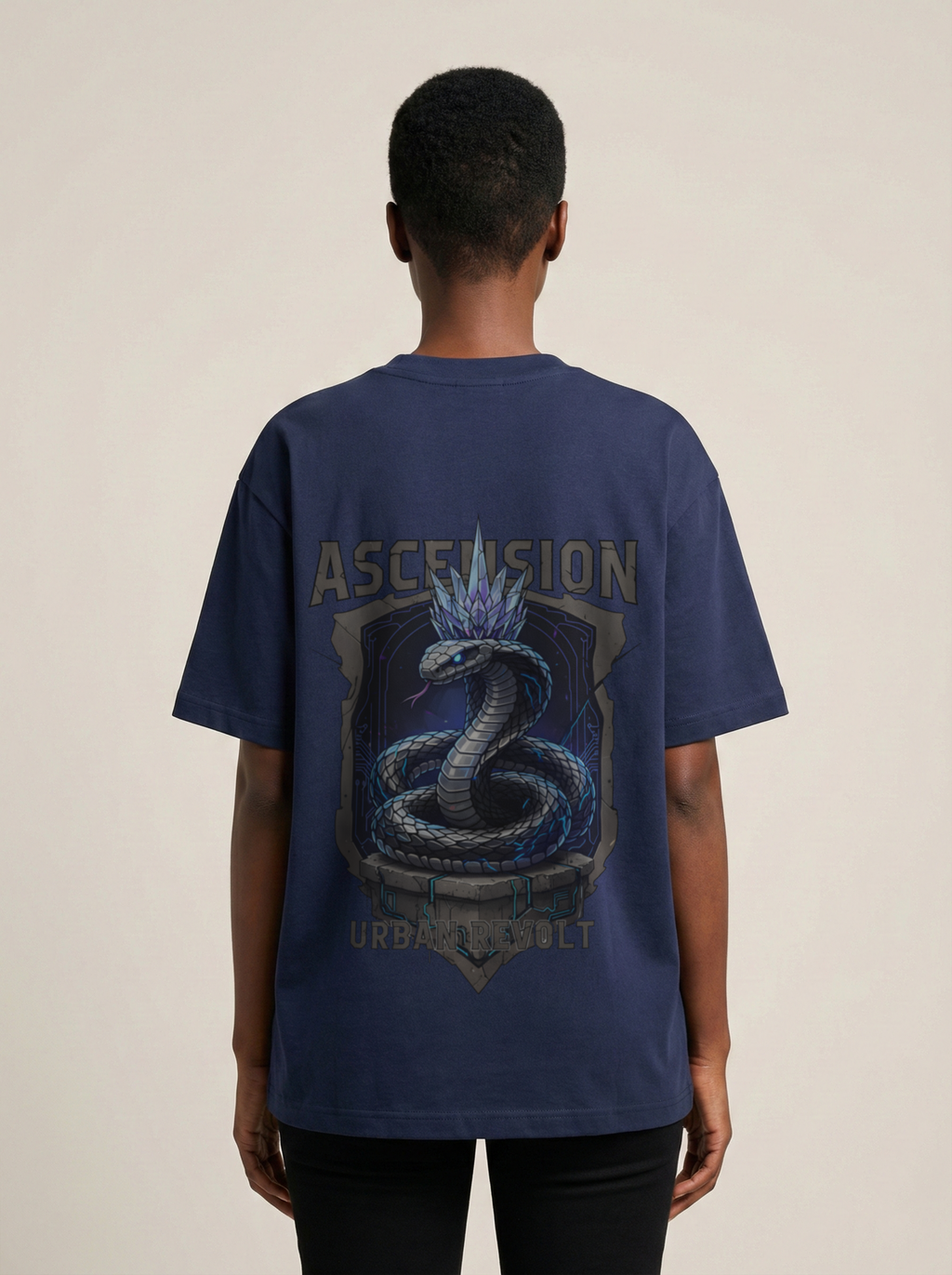 Ascension Premium Terry Oversized Tee Navy Blue