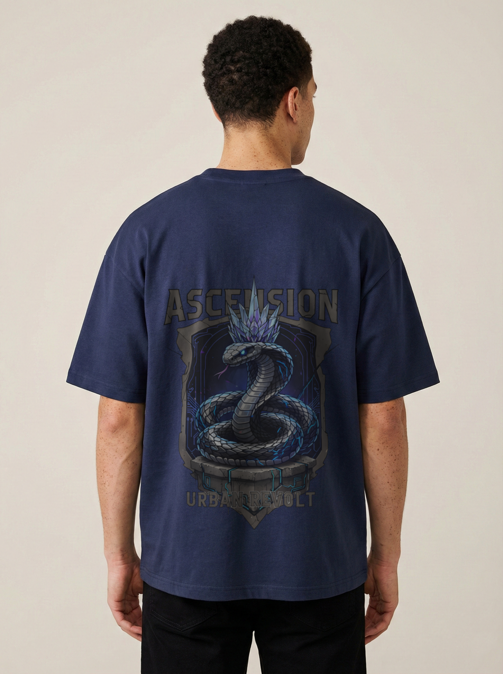 Ascension Premium Terry Oversized Tee Navy Blue