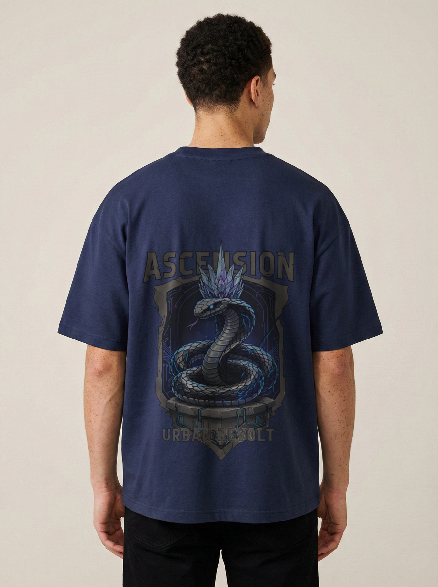 Ascension Premium Terry Oversized Tee Navy Blue