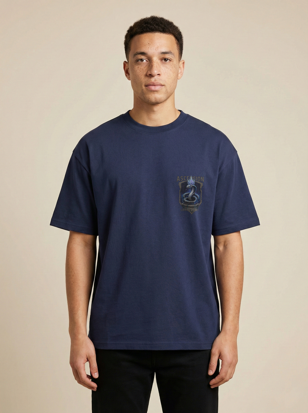 Ascension Premium Terry Oversized Tee Navy Blue