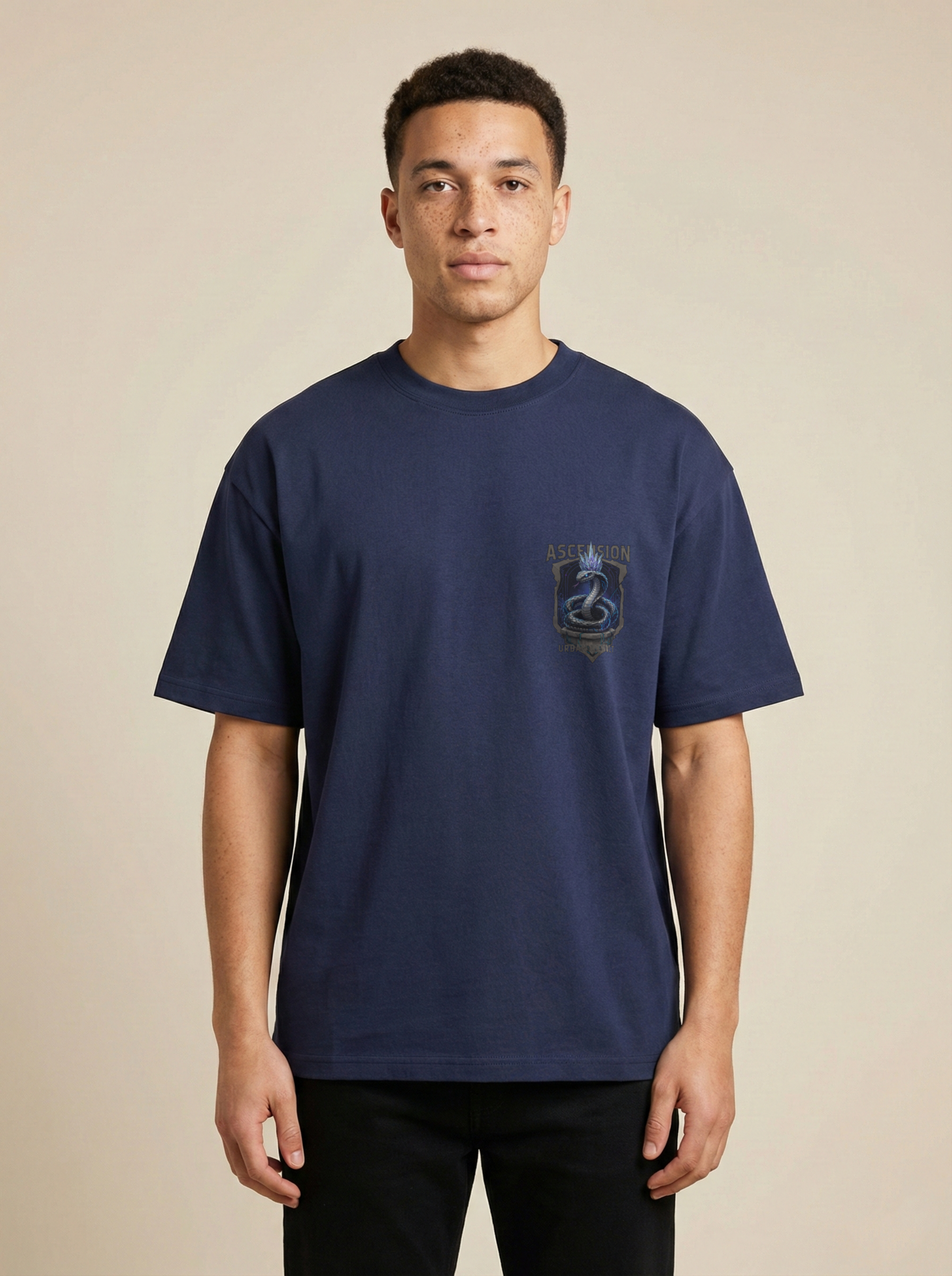 Ascension Premium Terry Oversized Tee Navy Blue