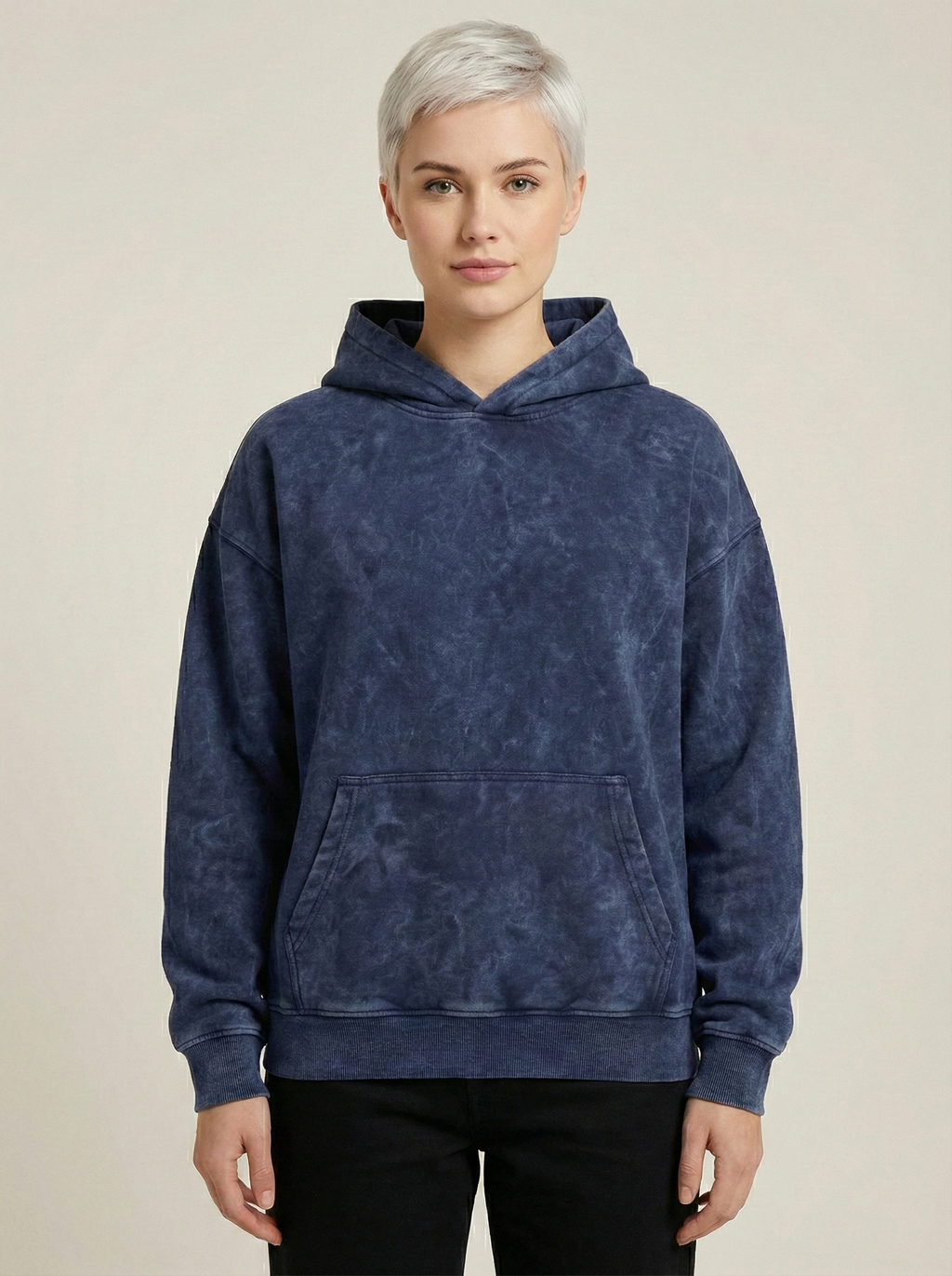 Beast Mode Acid Wash Hoodie Navy Blue