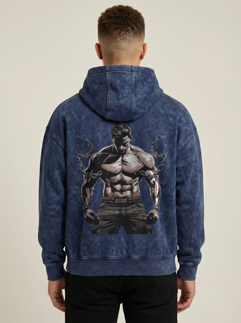 Beast Mode Acid Wash Hoodie Navy Blue