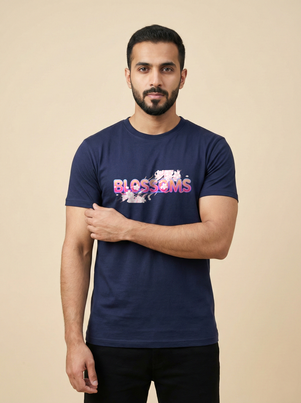 Blossoms Classic Crew Tee Navy Blue