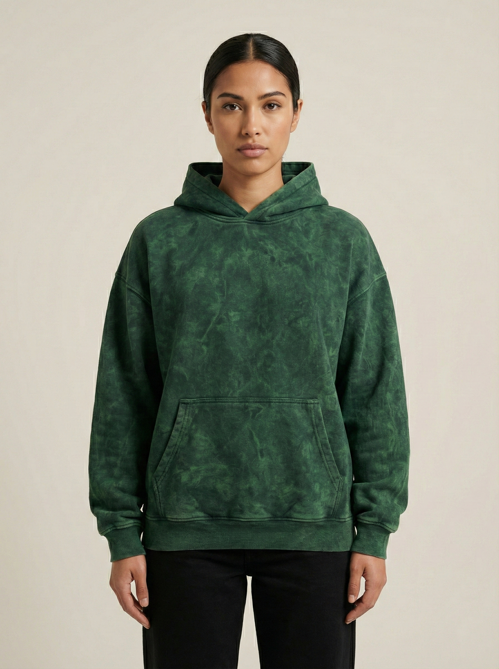 Boxer King Acid Wash Hoodie Bottle Green