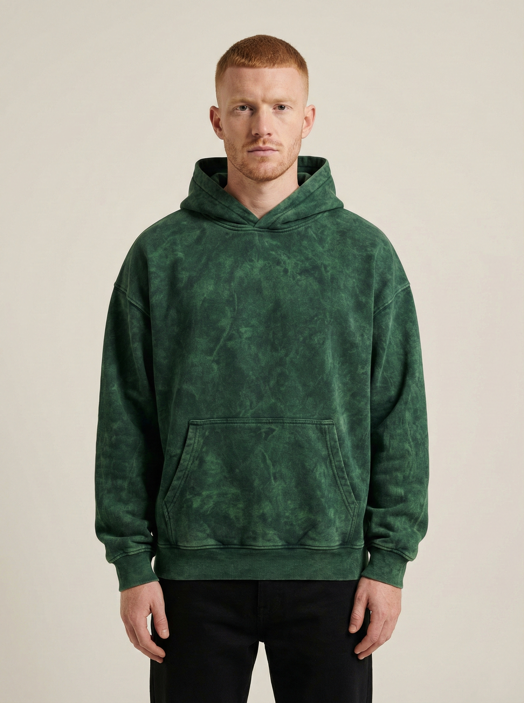 Boxer King Acid Wash Hoodie Bottle Green