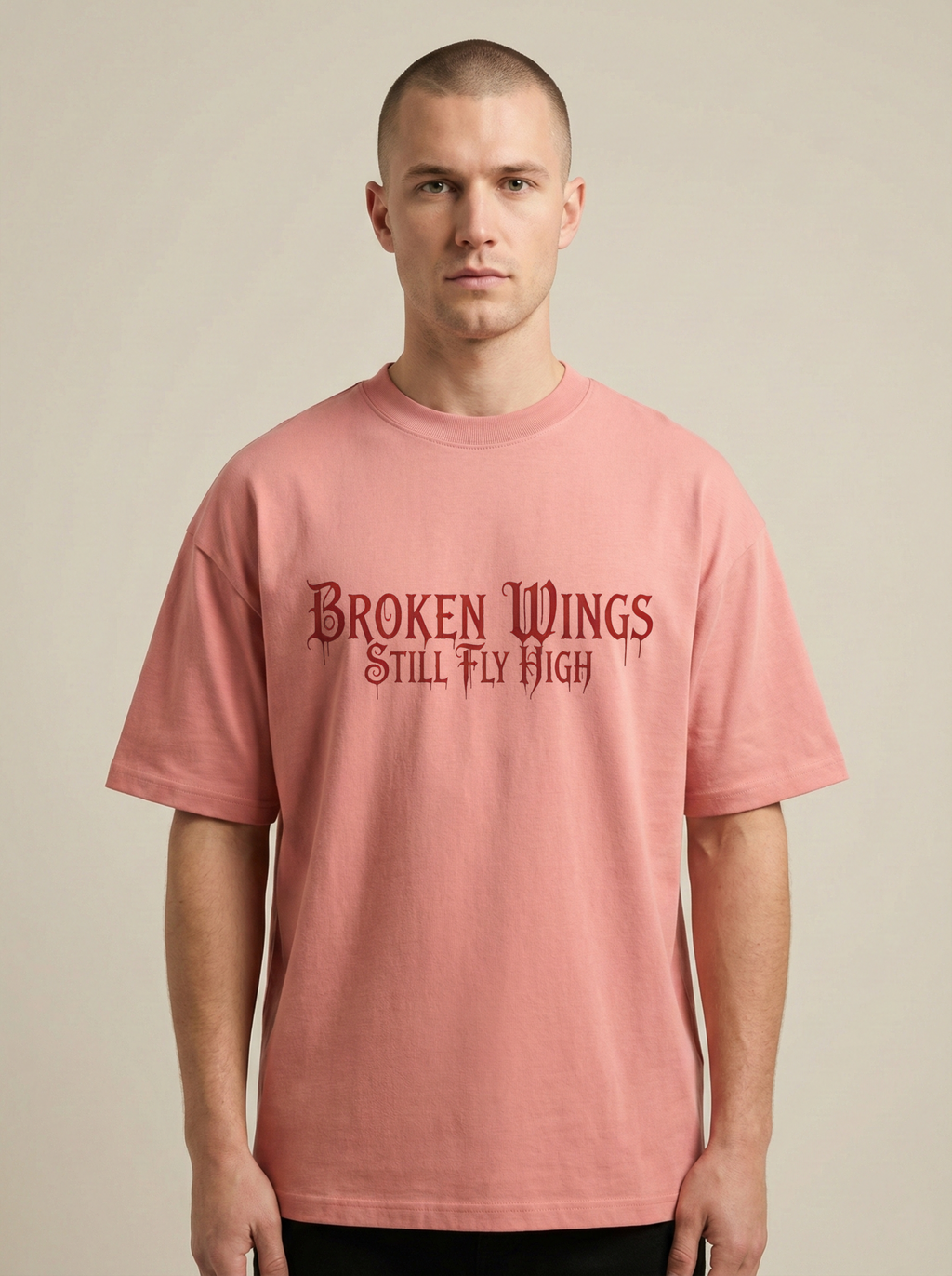 Broken Wings Premium Terry Oversized Tee Flamingo