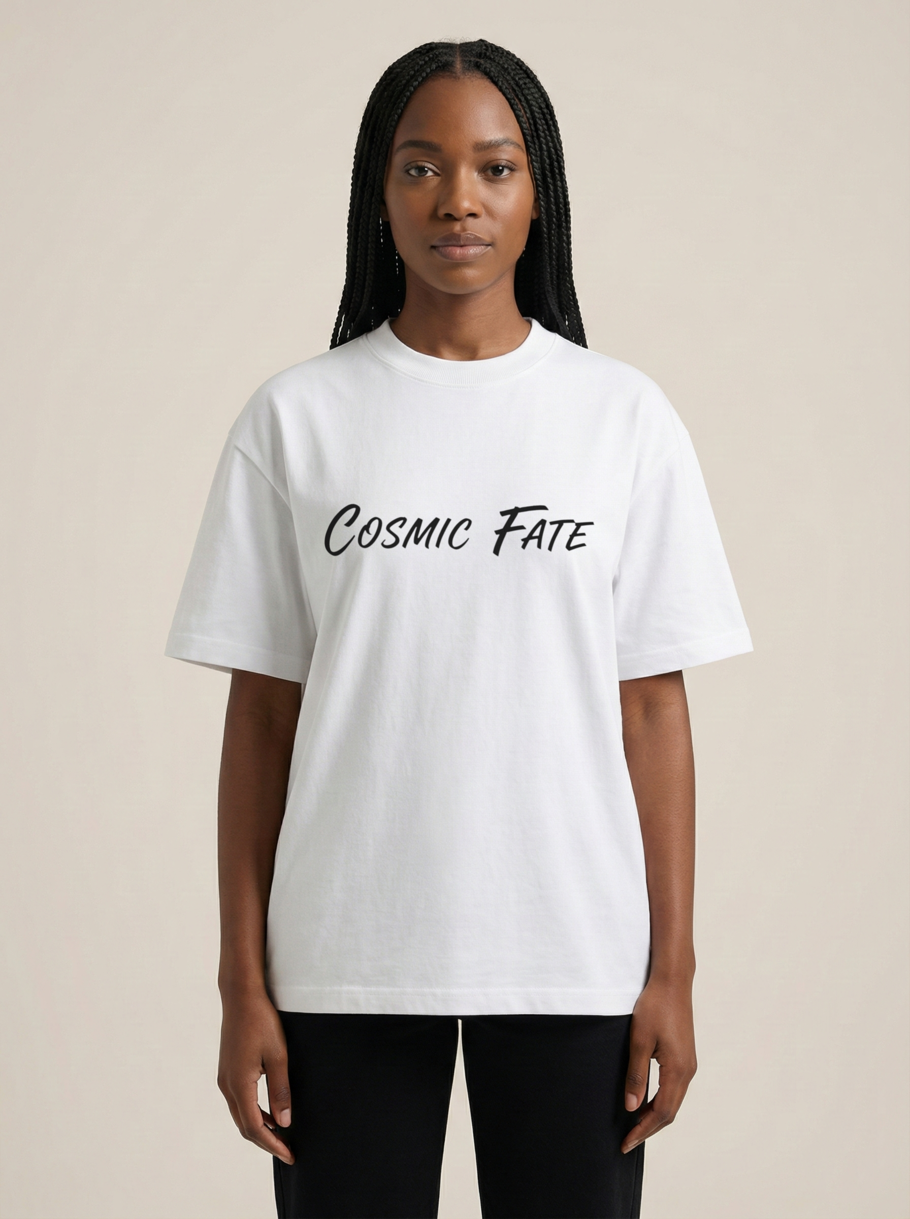 Cosmic Fate Premium Terry Oversized Tee White