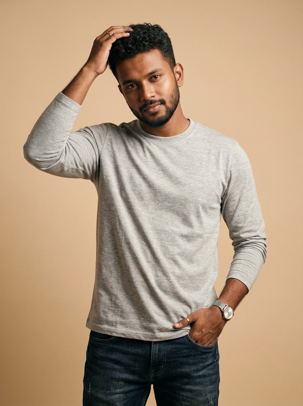 Full Sleeve Tee Grey Melange