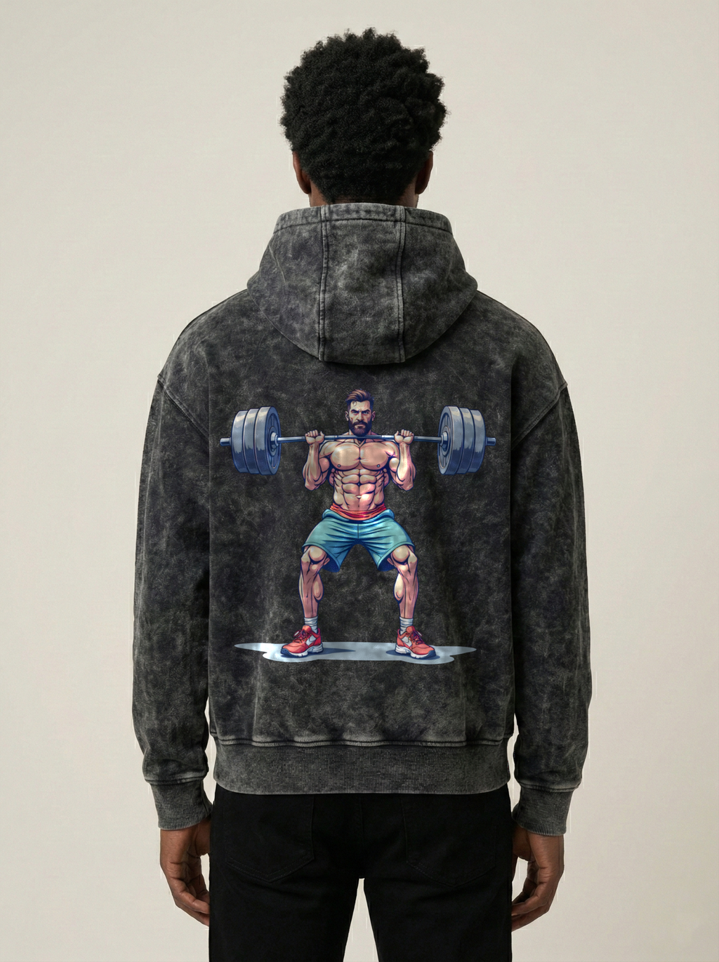 Heavy Lifter Acid Wash Hoodie Black