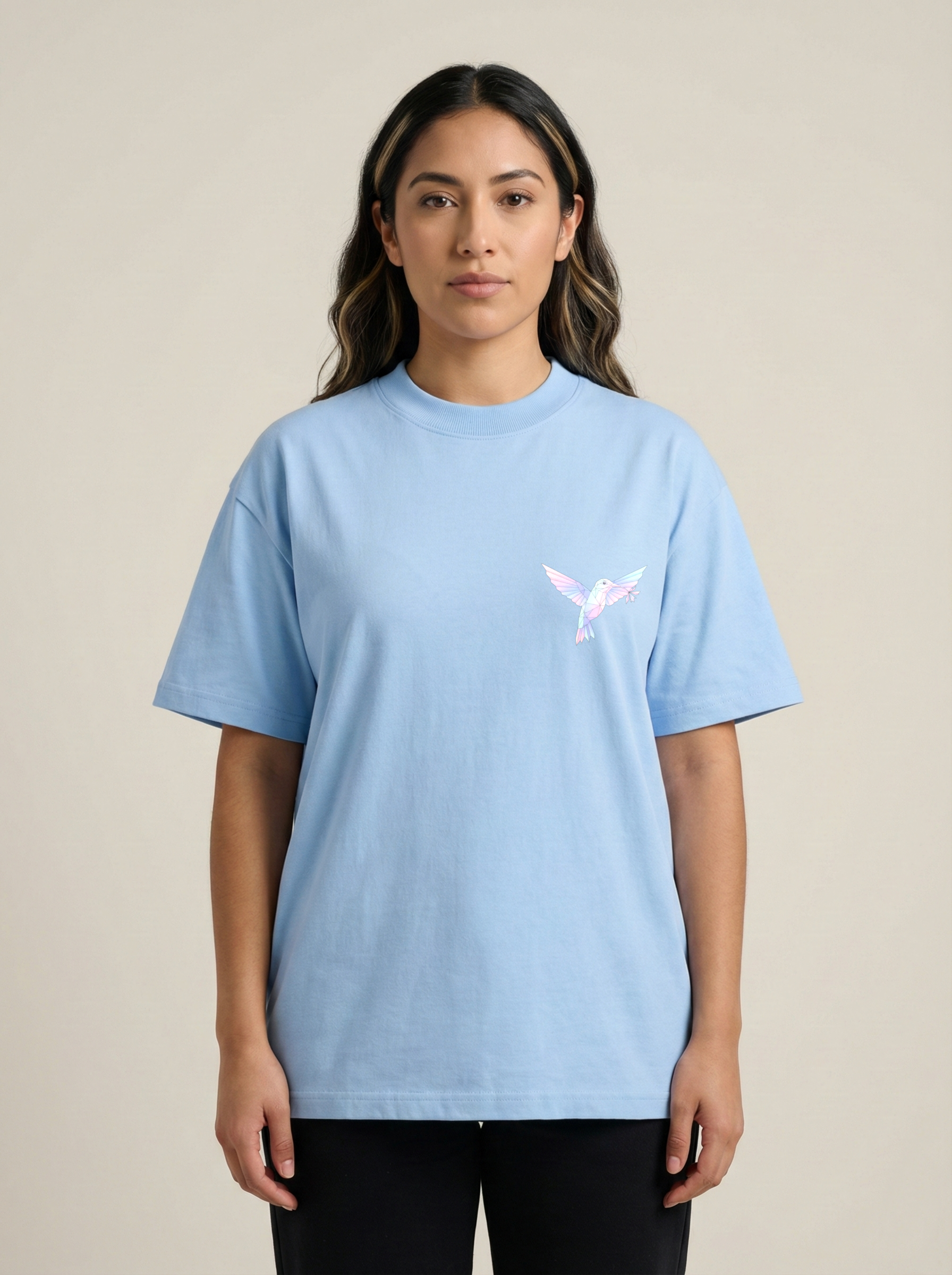 Humming Bird Premium Terry Oversized Tee Baby Blue