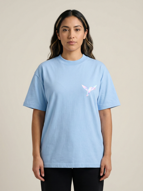 Humming Bird Premium Terry Oversized Tee Baby Blue