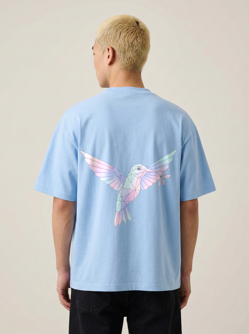 Humming Bird Premium Terry Oversized Tee Baby Blue