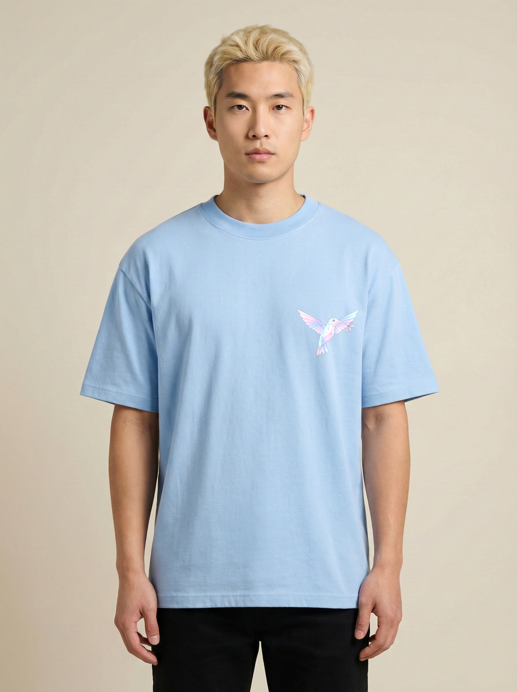 Humming Bird Premium Terry Oversized Tee Baby Blue