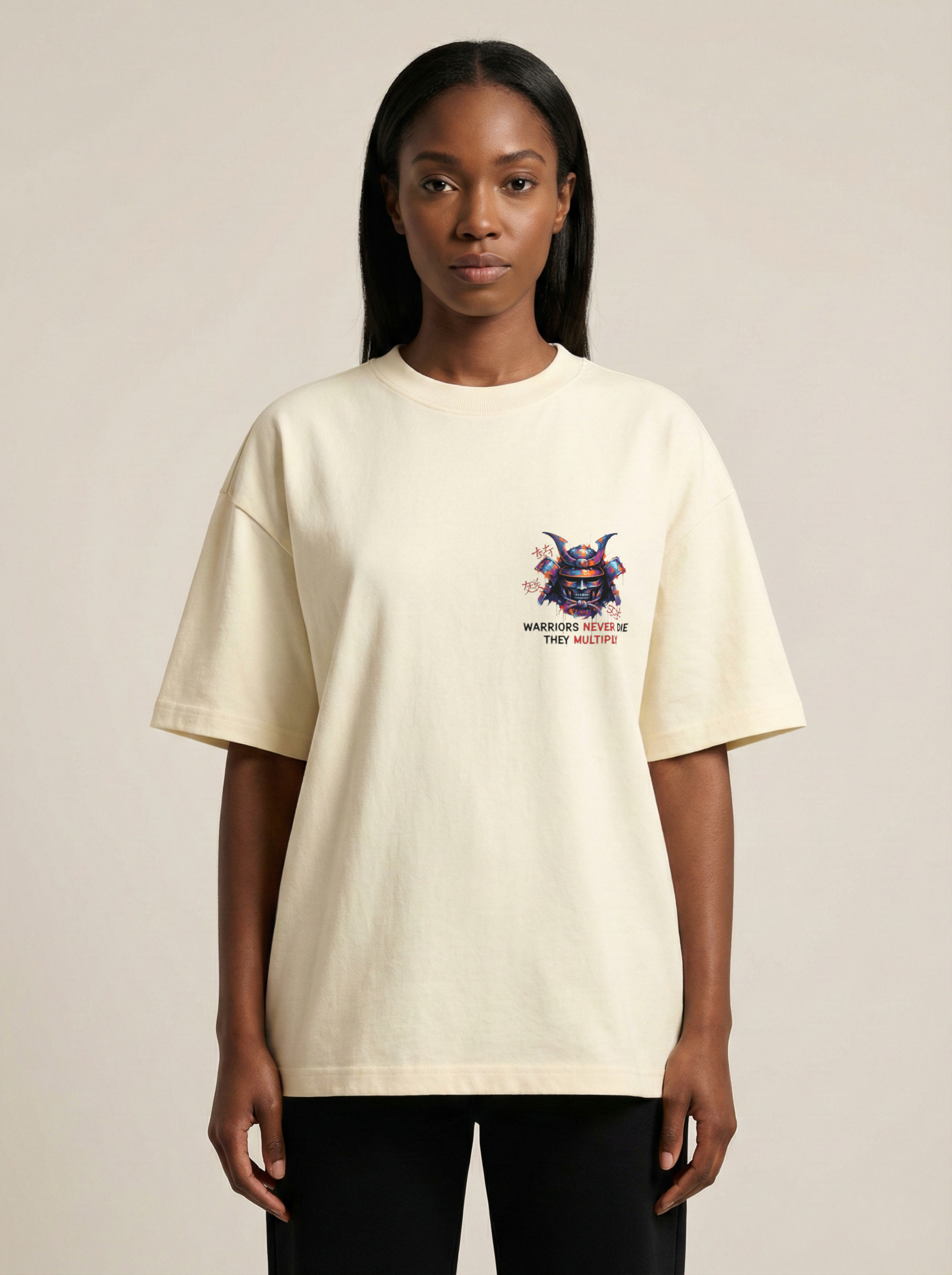 Immortal Warriors Premium Terry Oversized Tee Off White