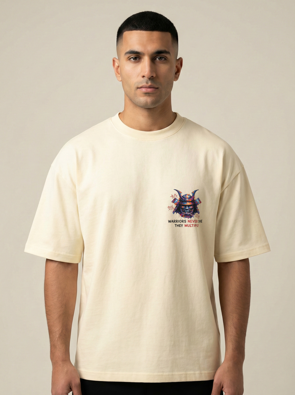 Immortal Warriors Premium Terry Oversized Tee Off White