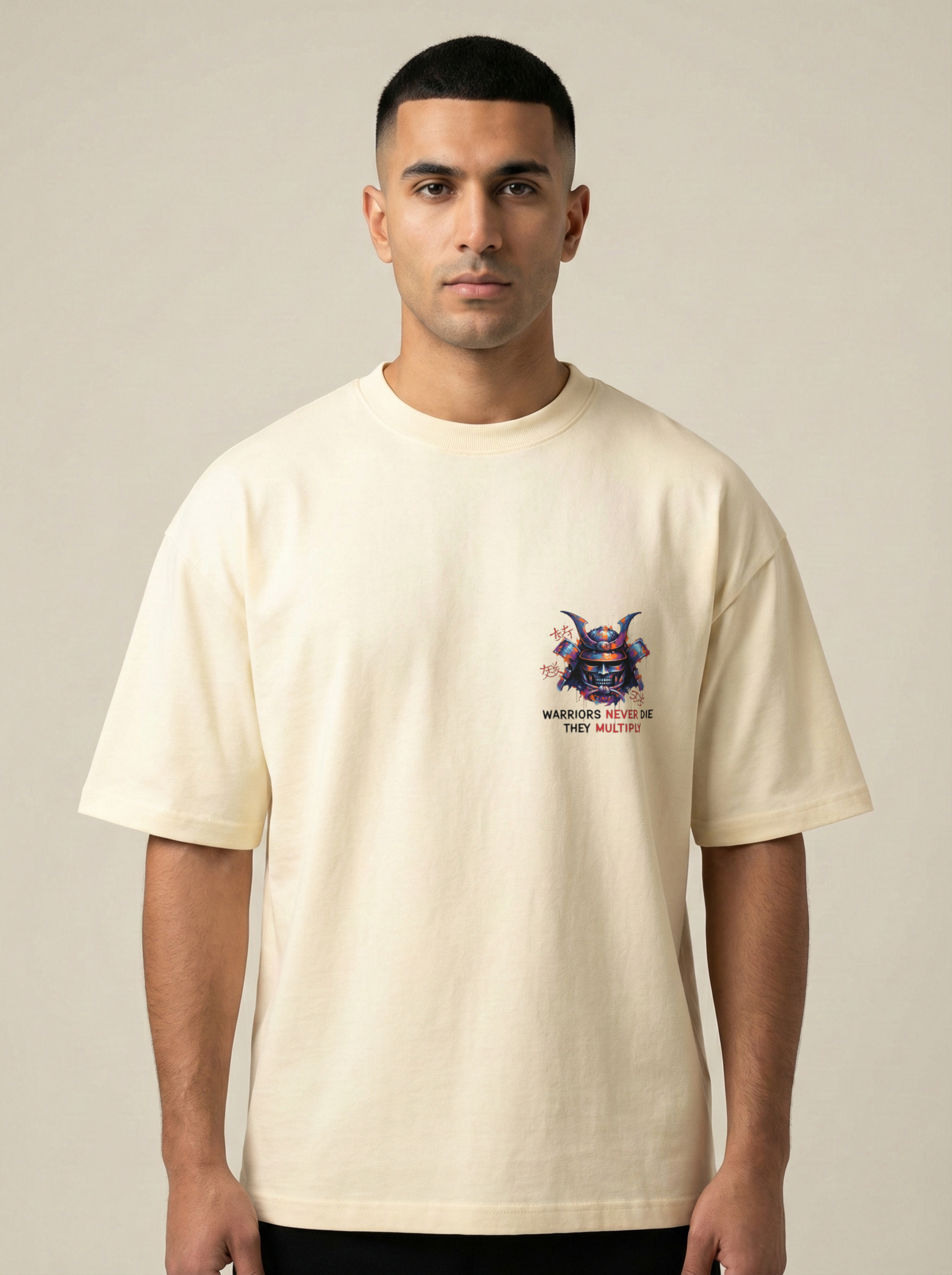 Immortal Warriors Premium Terry Oversized Tee Off White