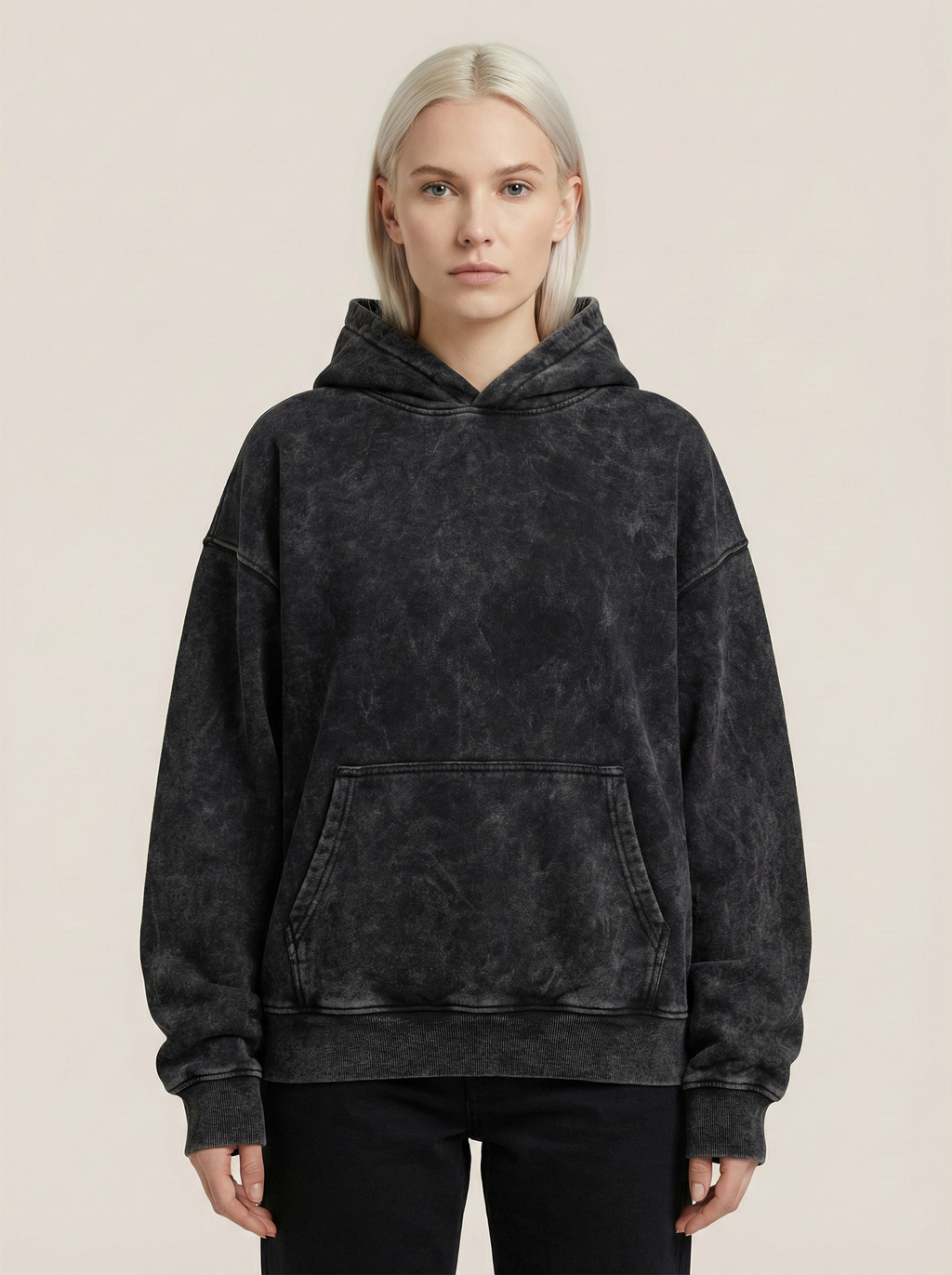 Iron Grip Acid Wash Hoodie Black