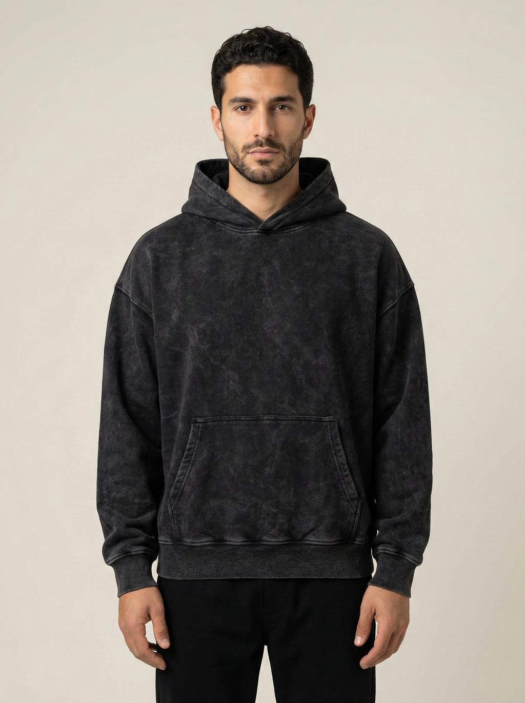 Iron Grip Acid Wash Hoodie Black