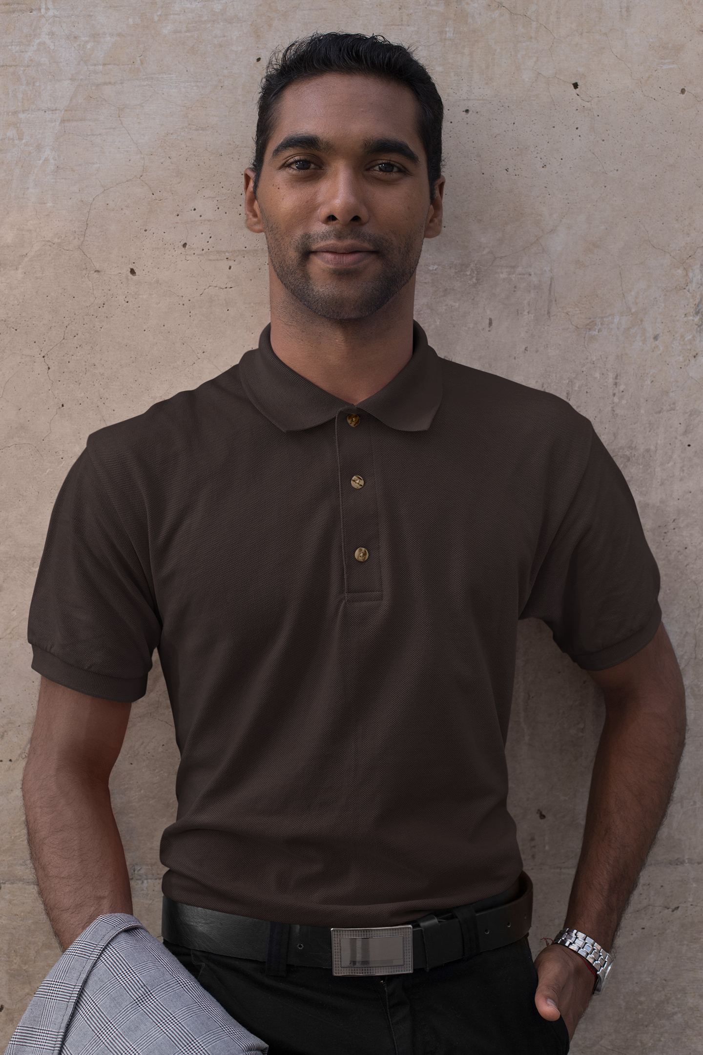 Mens Polo Coffee Brown