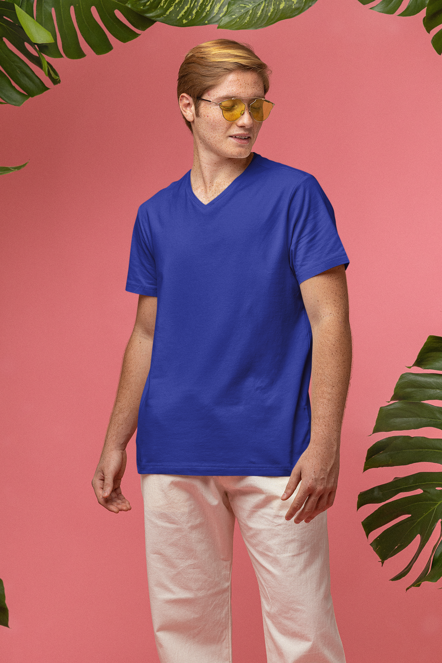 Mens V Neck TShirt Royal Blue