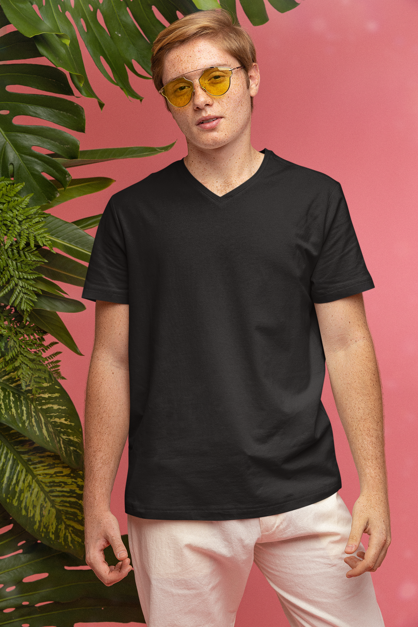 Mens V Neck TShirt Black