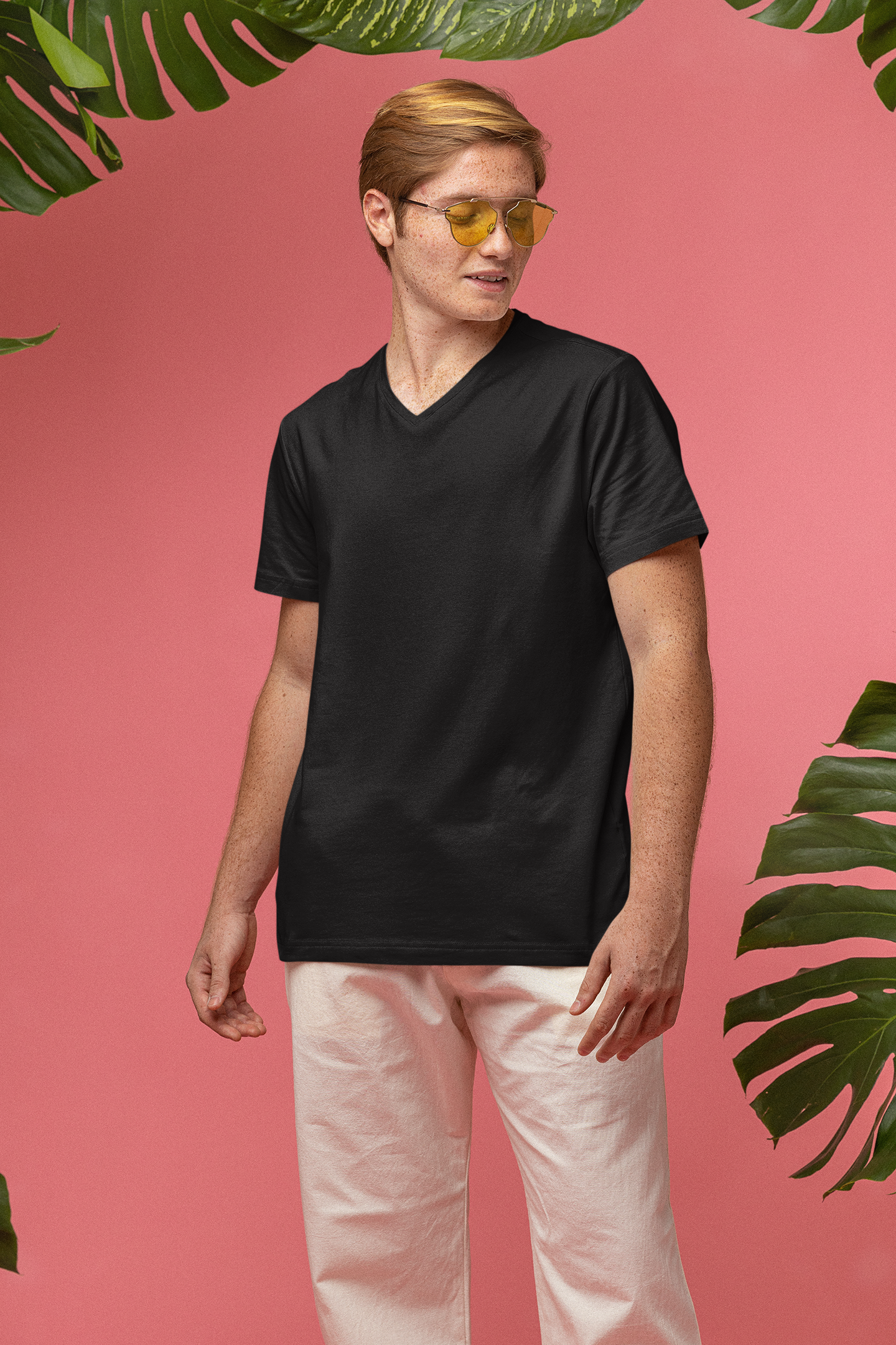 Mens V Neck TShirt Black