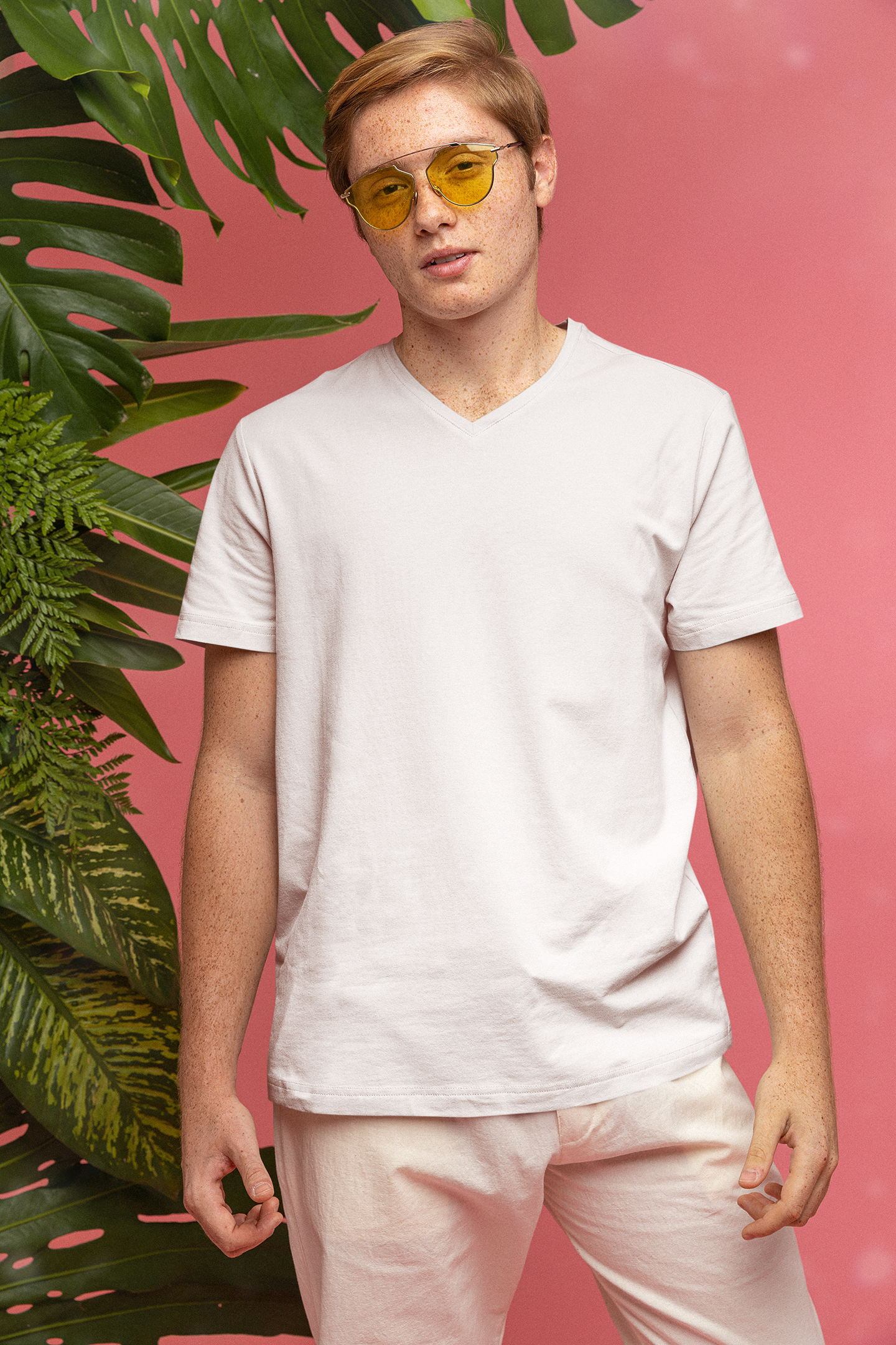 Mens V Neck TShirt White