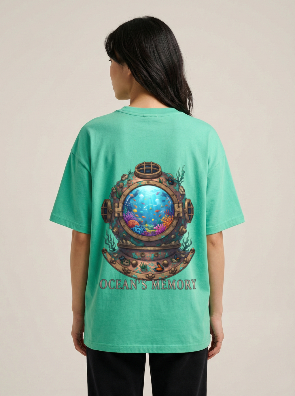 Ocean's Memory Premium Terry Oversized Tee Jade