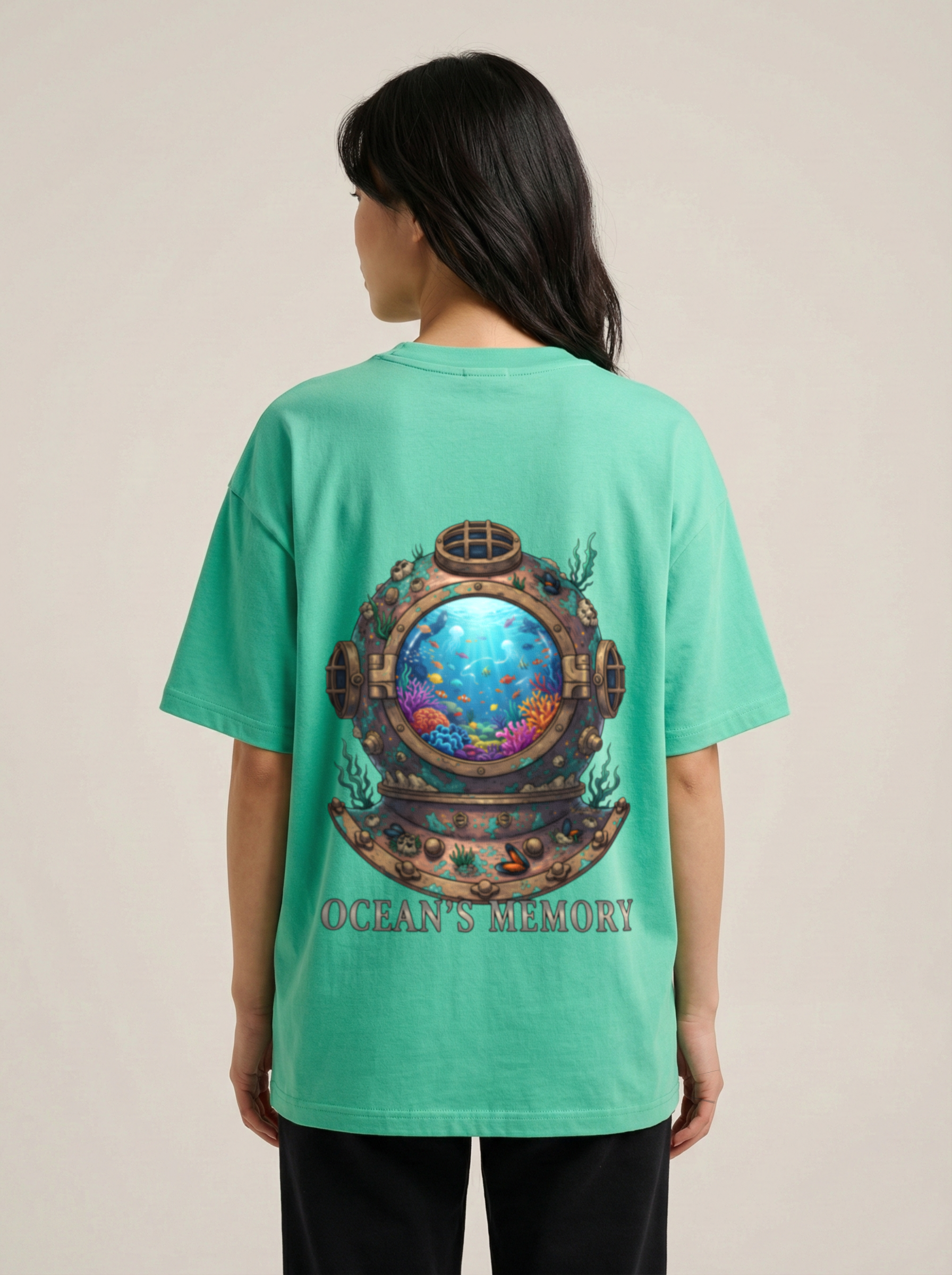 Ocean's Memory Premium Terry Oversized Tee Jade