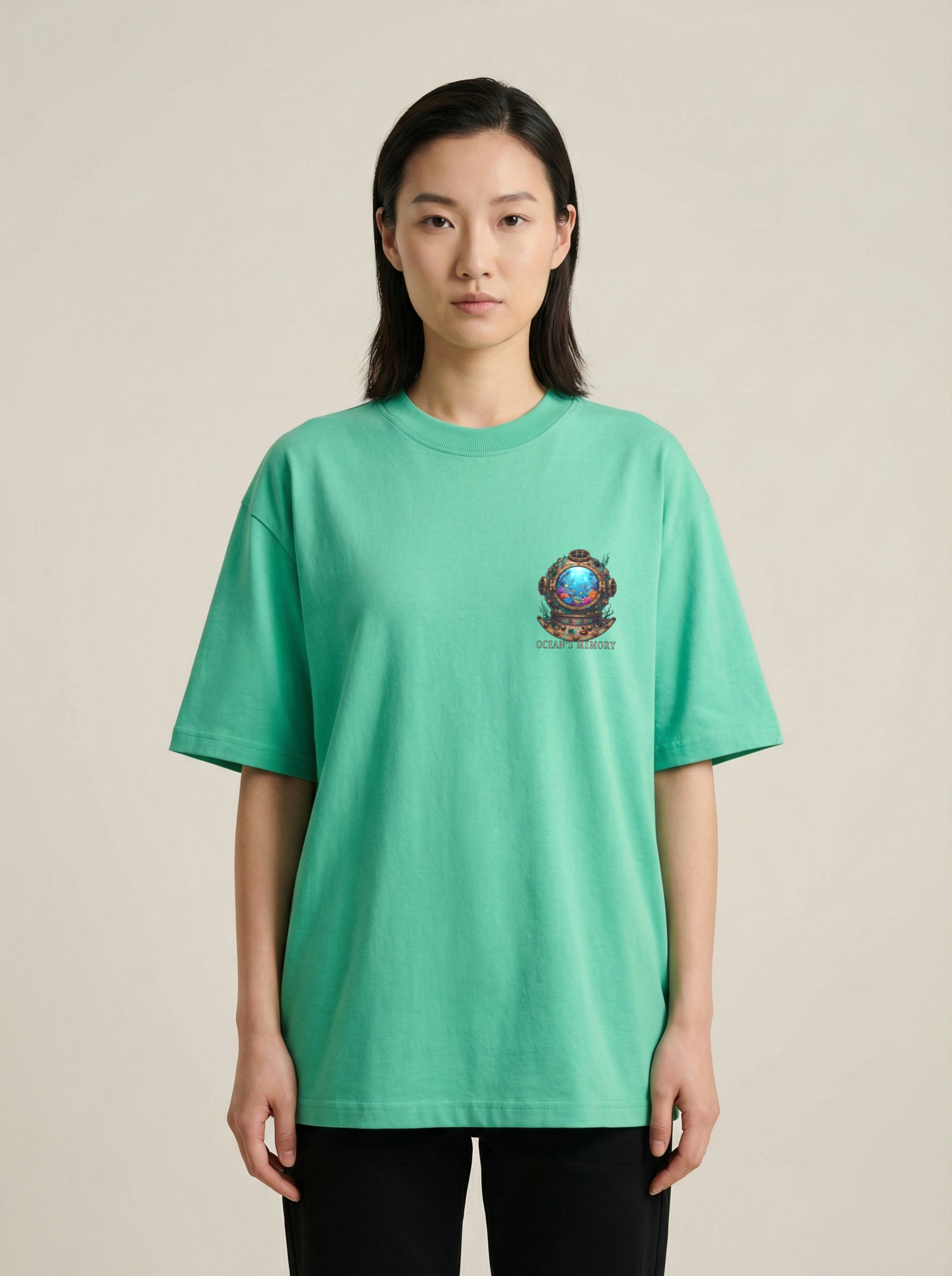 Ocean's Memory Premium Terry Oversized Tee Jade