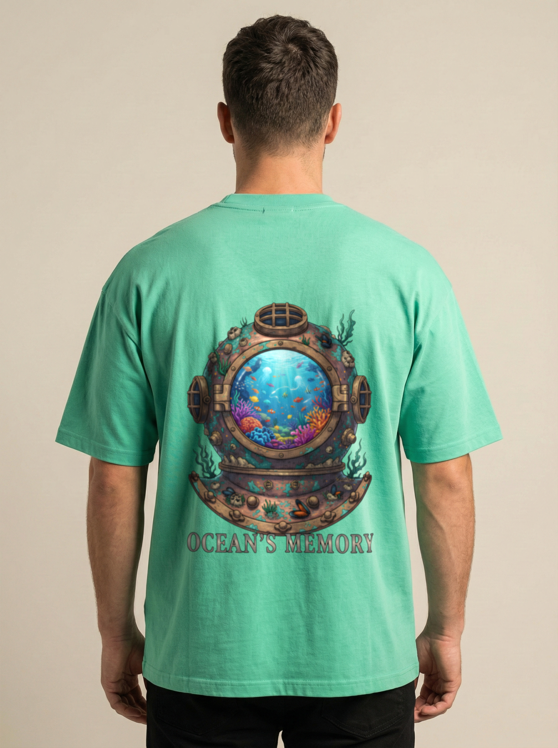 Ocean's Memory Premium Terry Oversized Tee Jade