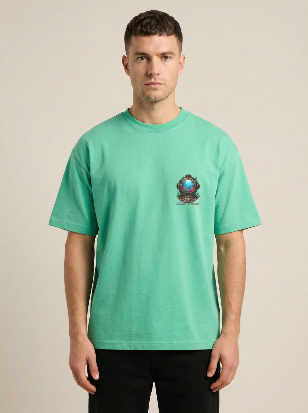 Ocean's Memory Premium Terry Oversized Tee Jade