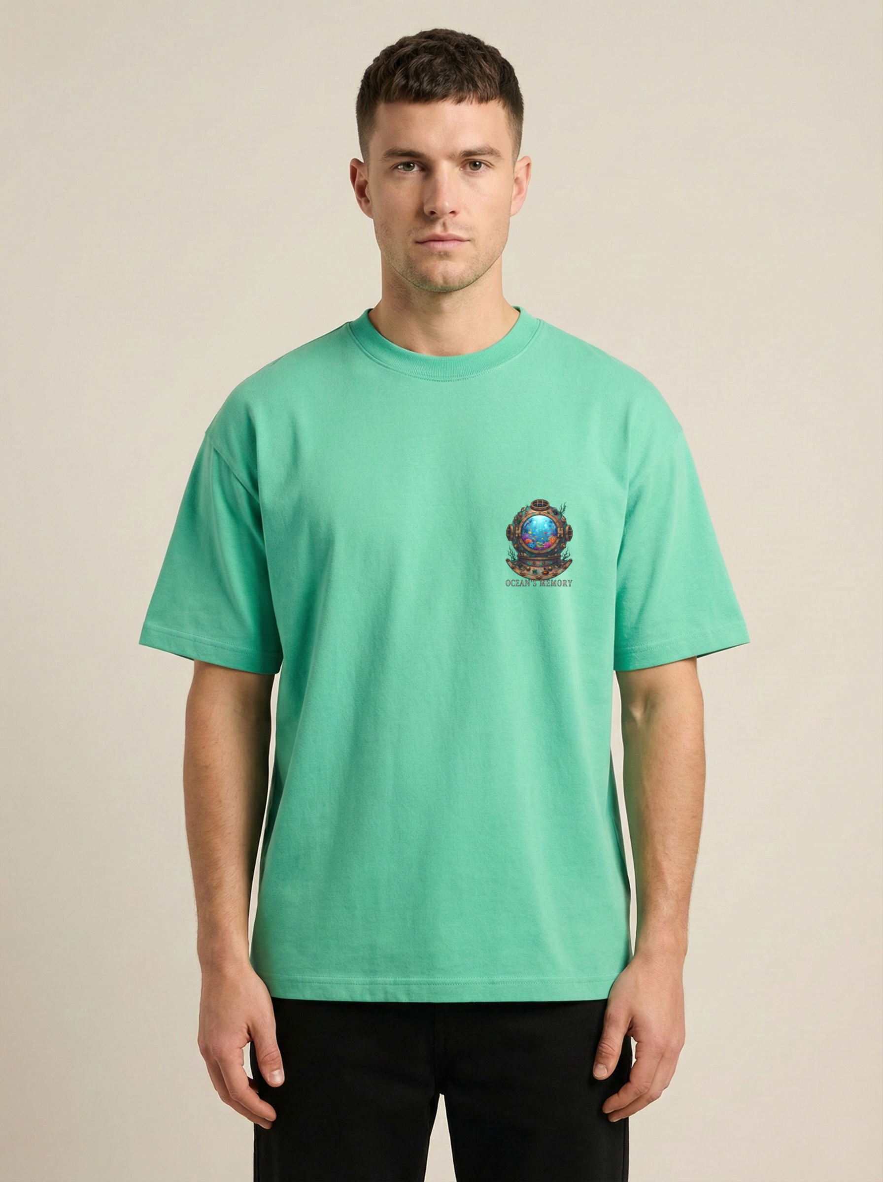 Ocean's Memory Premium Terry Oversized Tee Jade