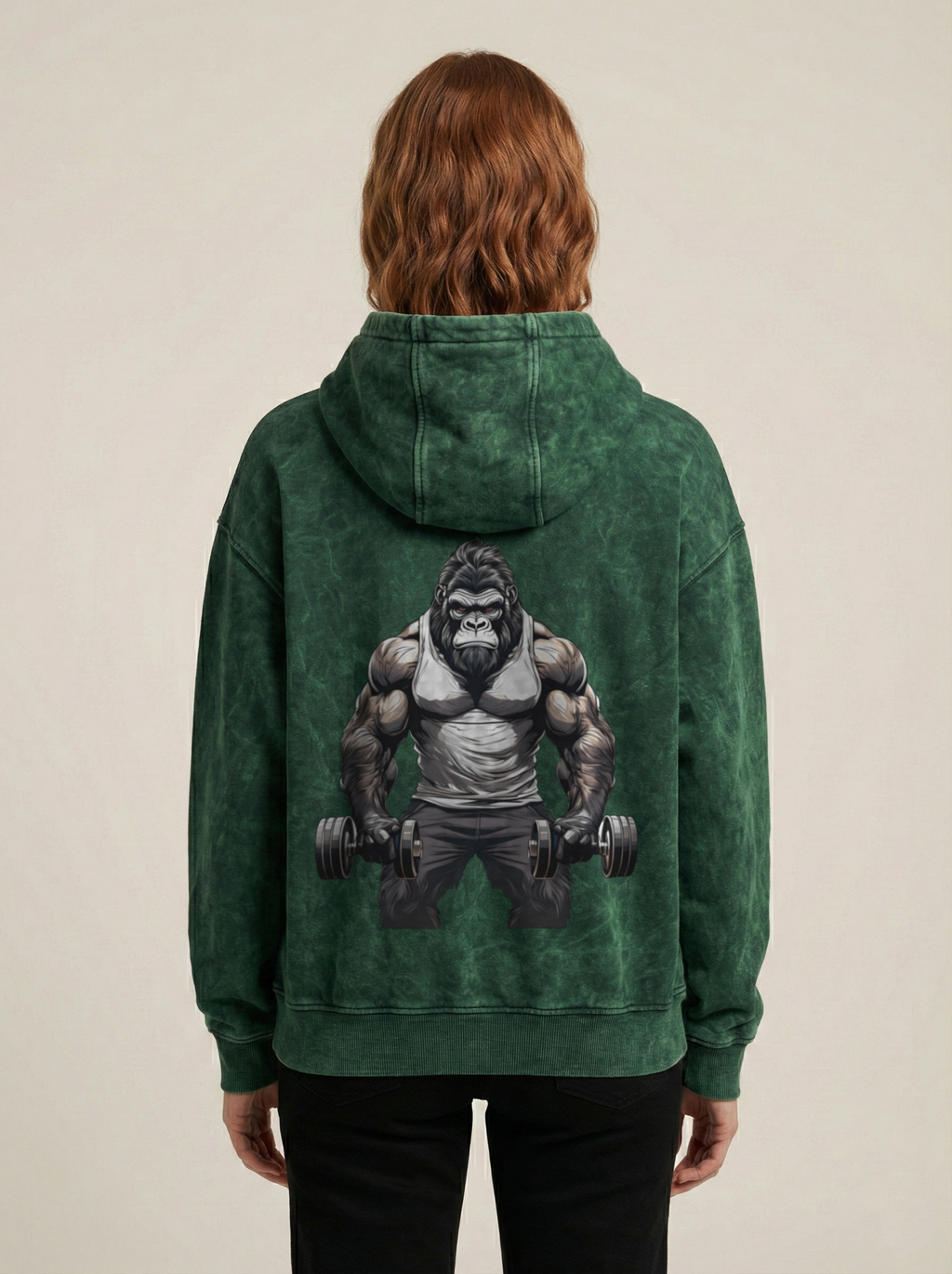 Primal Power Acid Wash Hoodie Bottle Green