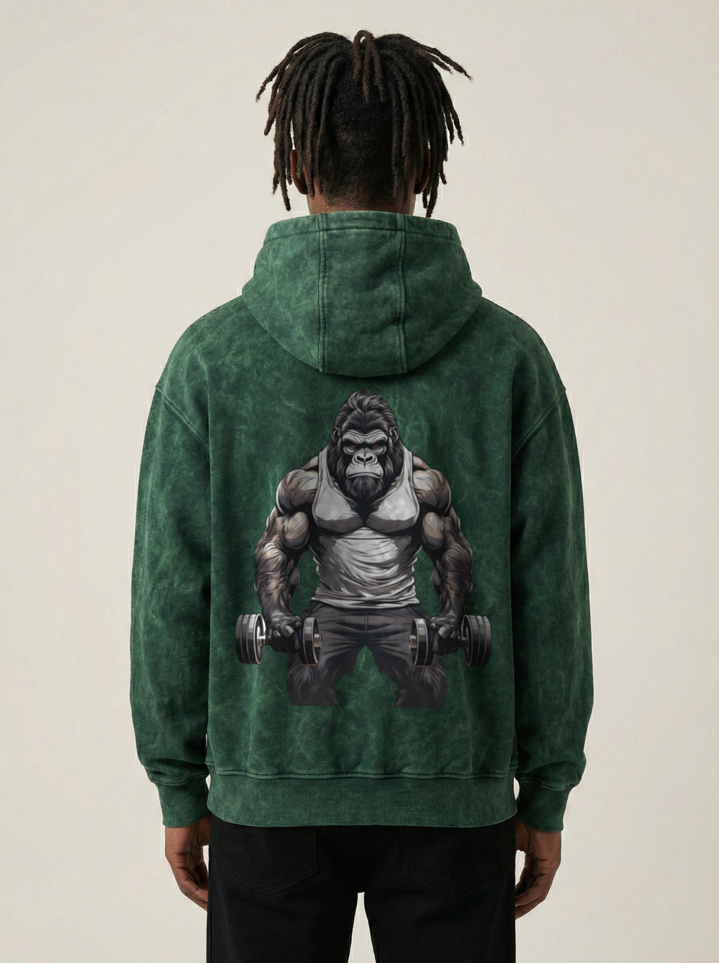 Primal Power Acid Wash Hoodie Bottle Green
