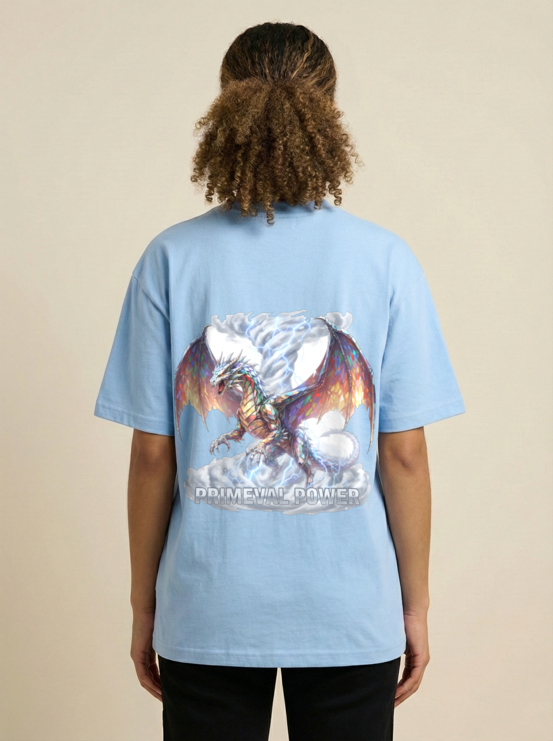 Primeval Power Premium Terry Oversized Tee Baby Blue