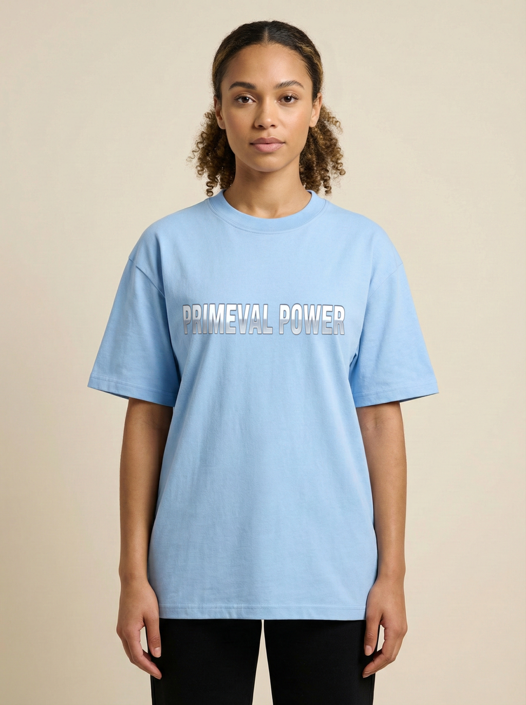 Primeval Power Premium Terry Oversized Tee Baby Blue