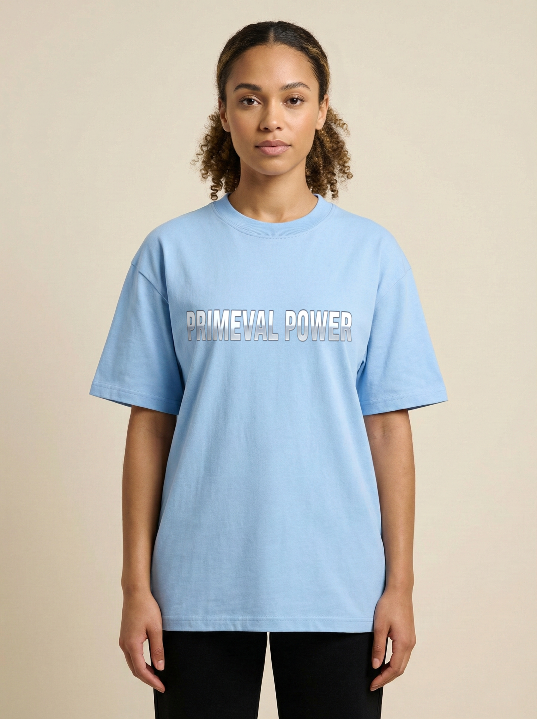 Primeval Power Premium Terry Oversized Tee Baby Blue