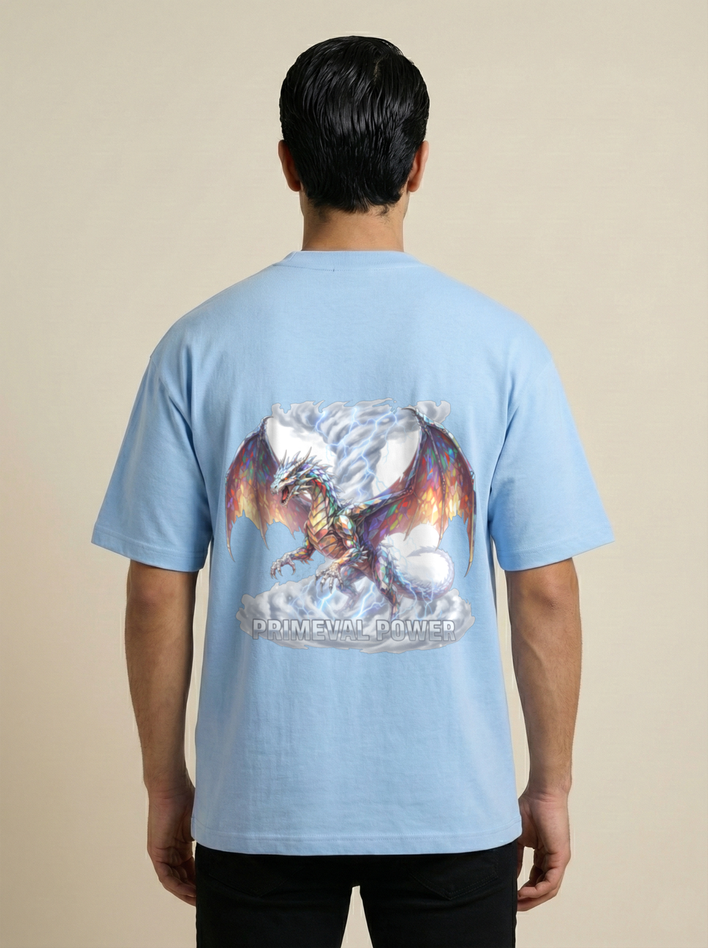 Primeval Power Premium Terry Oversized Tee Baby Blue