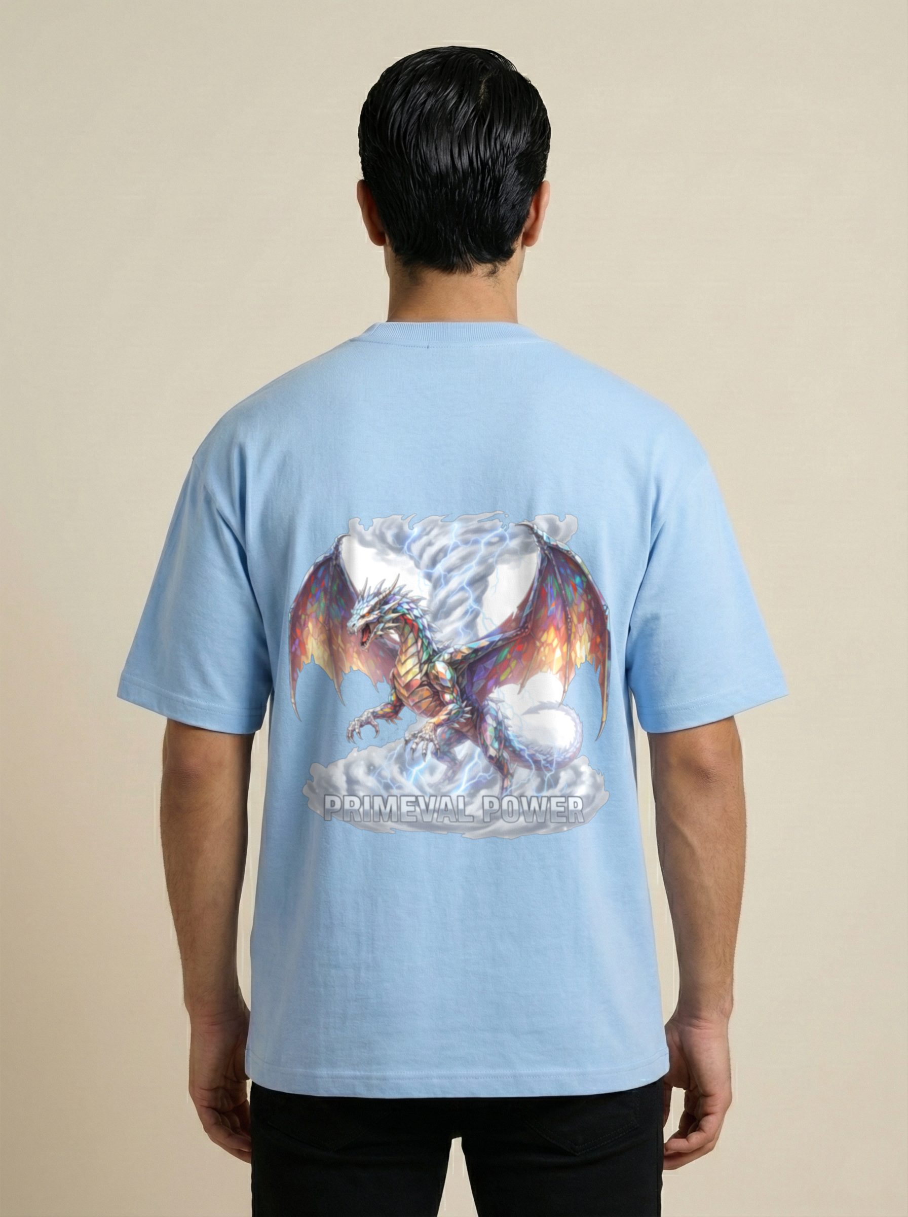 Primeval Power Premium Terry Oversized Tee Baby Blue