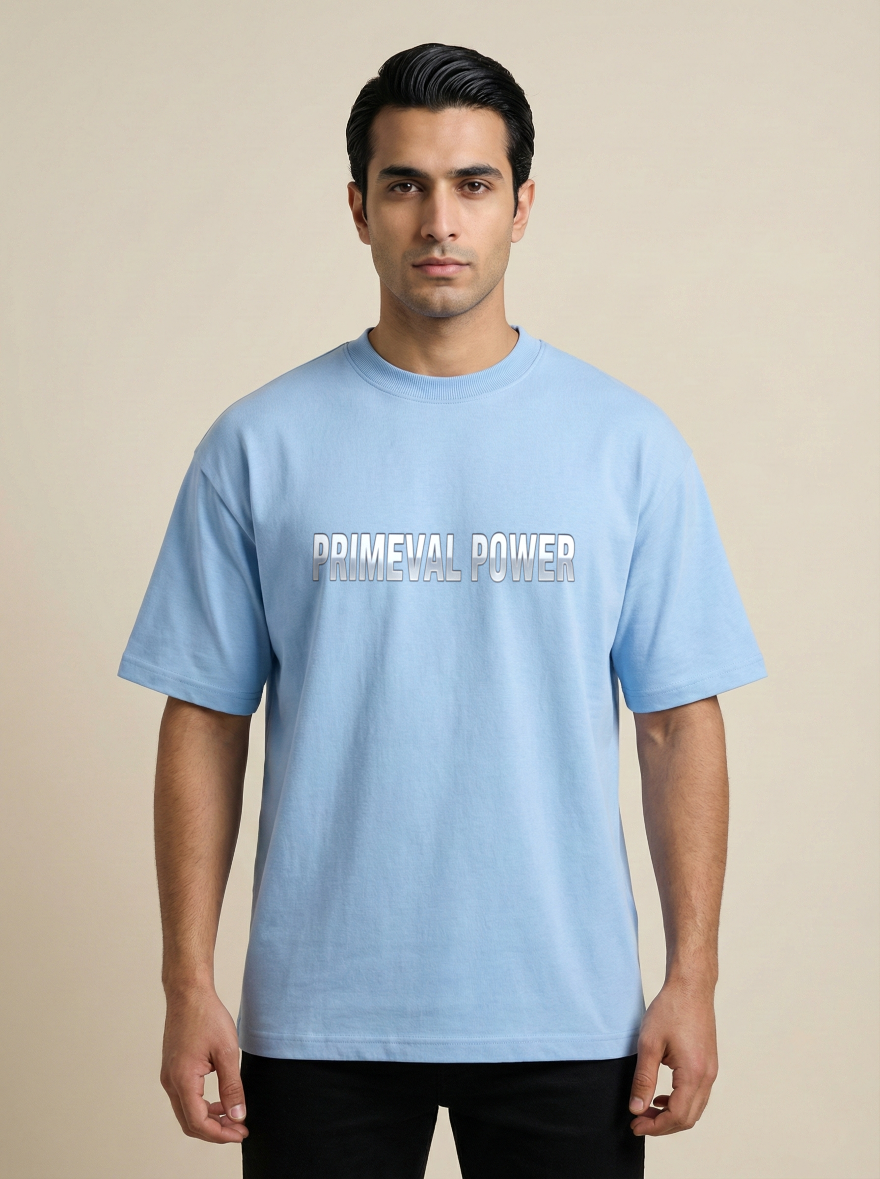 Primeval Power Premium Terry Oversized Tee Baby Blue