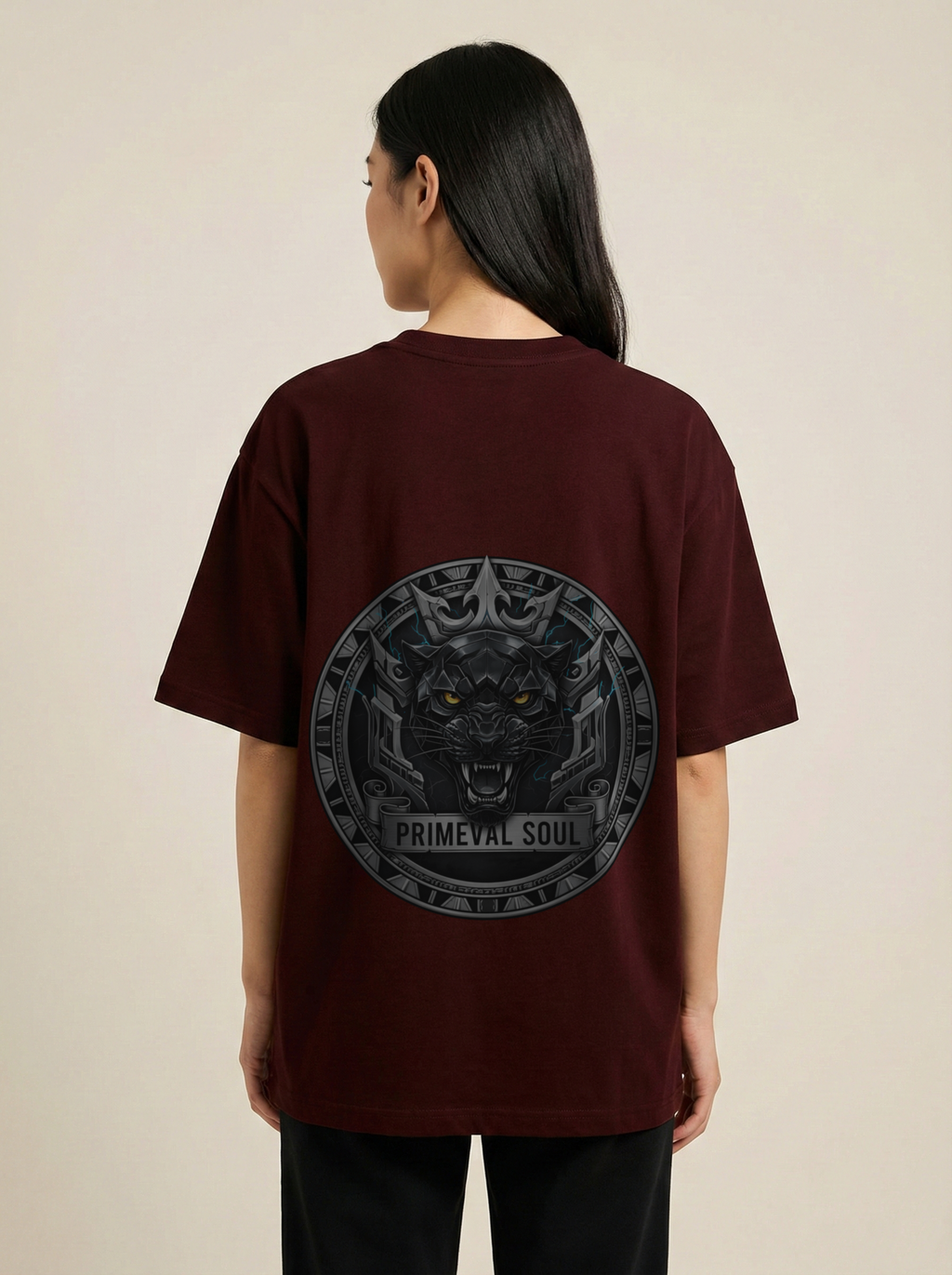 Primeval Soul Premium Terry Oversized Tee Maroon