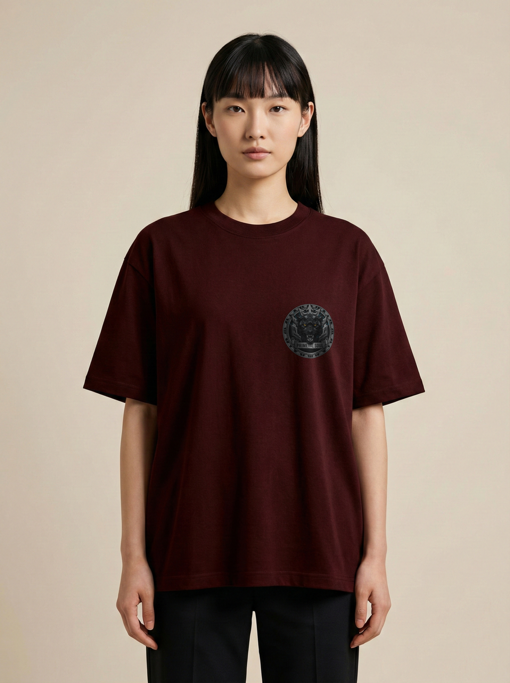 Primeval Soul Premium Terry Oversized Tee Maroon