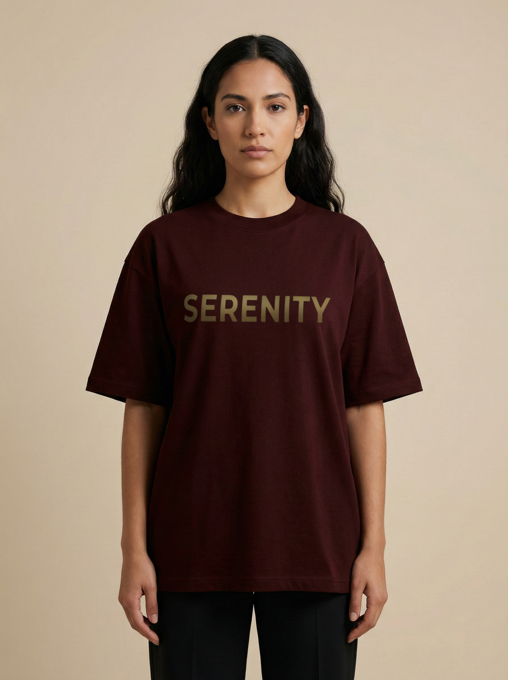 Serenity Premium Terry Oversized Tee Maroon