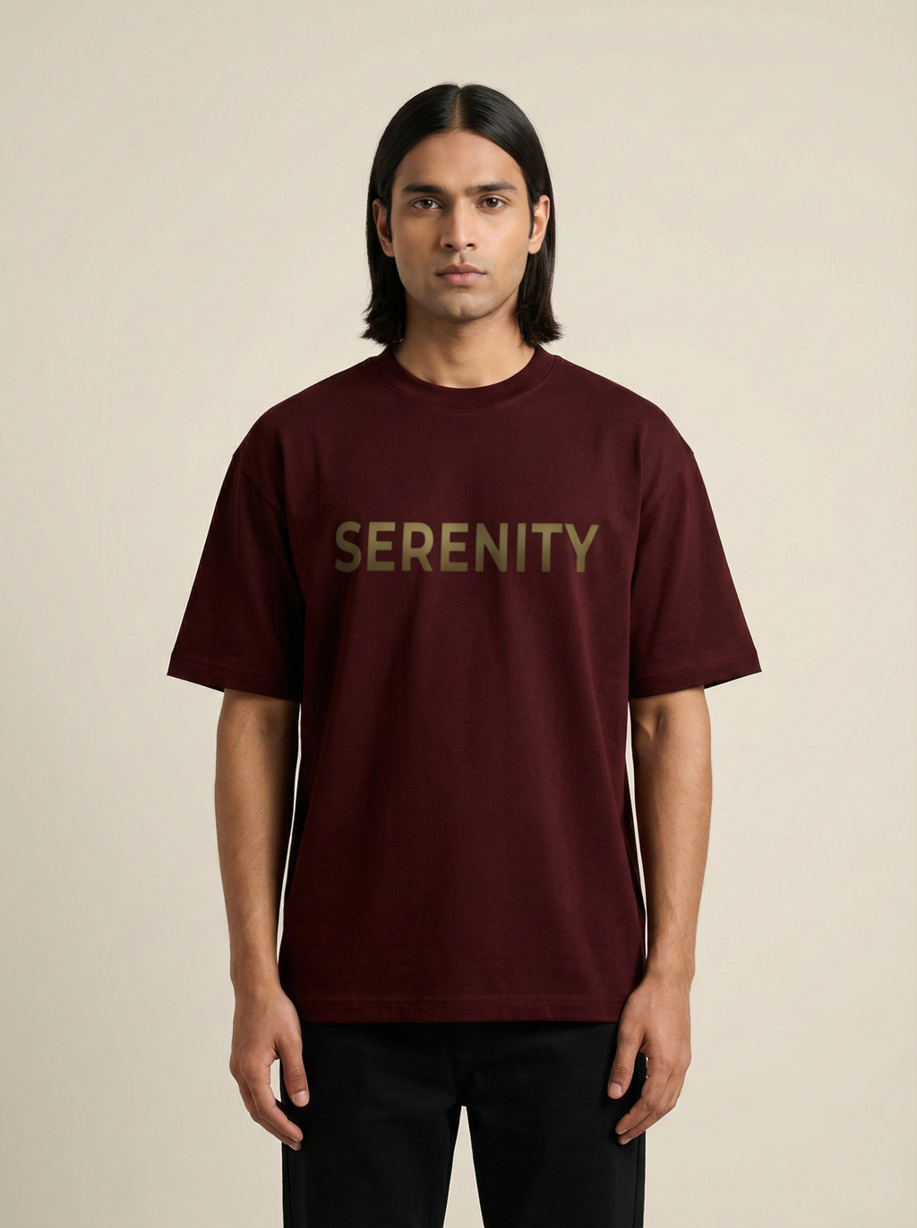 Serenity Premium Terry Oversized Tee Maroon