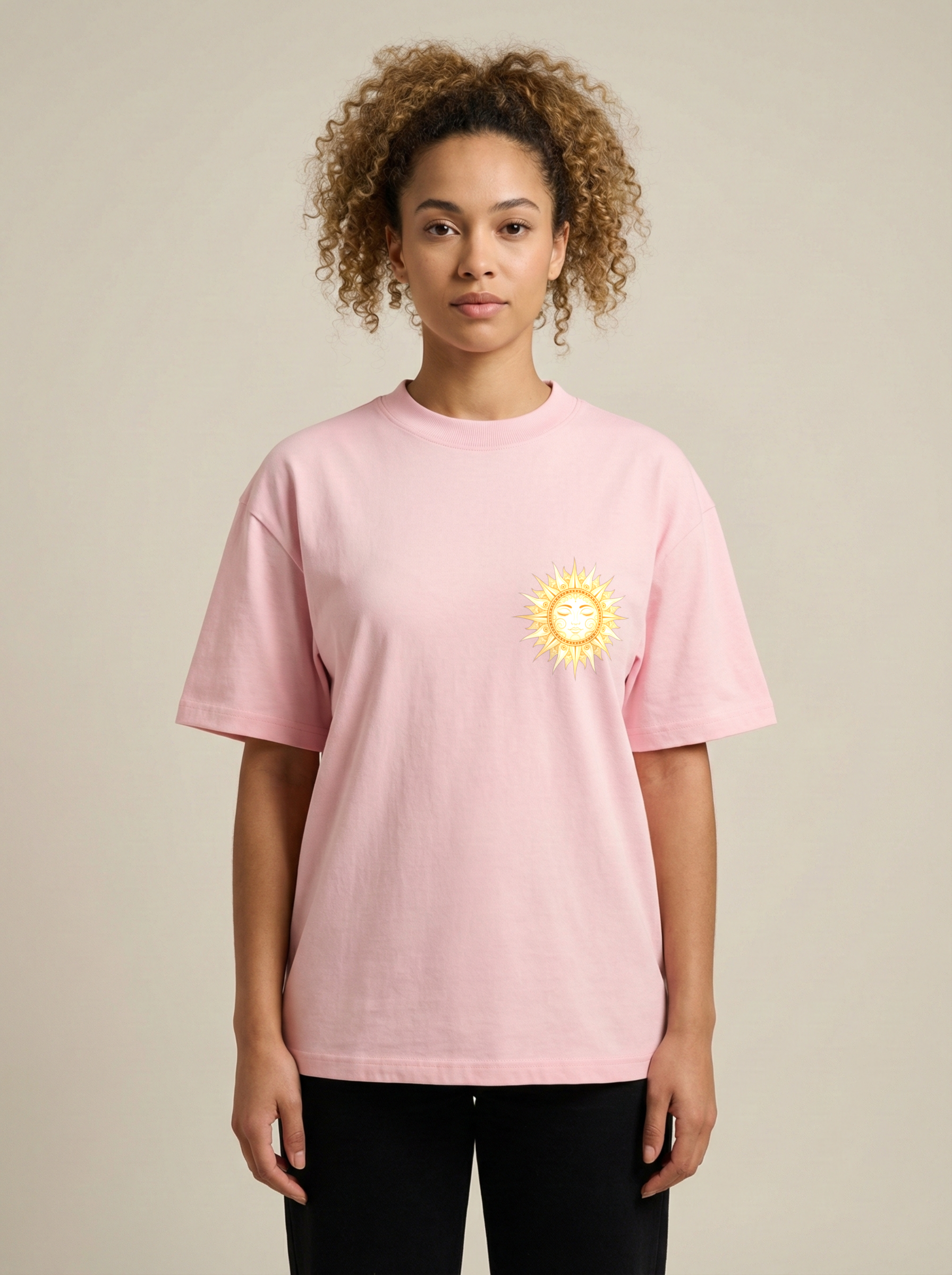 Sleepy Sun Premium Terry Oversized Tee  Light Baby Pink