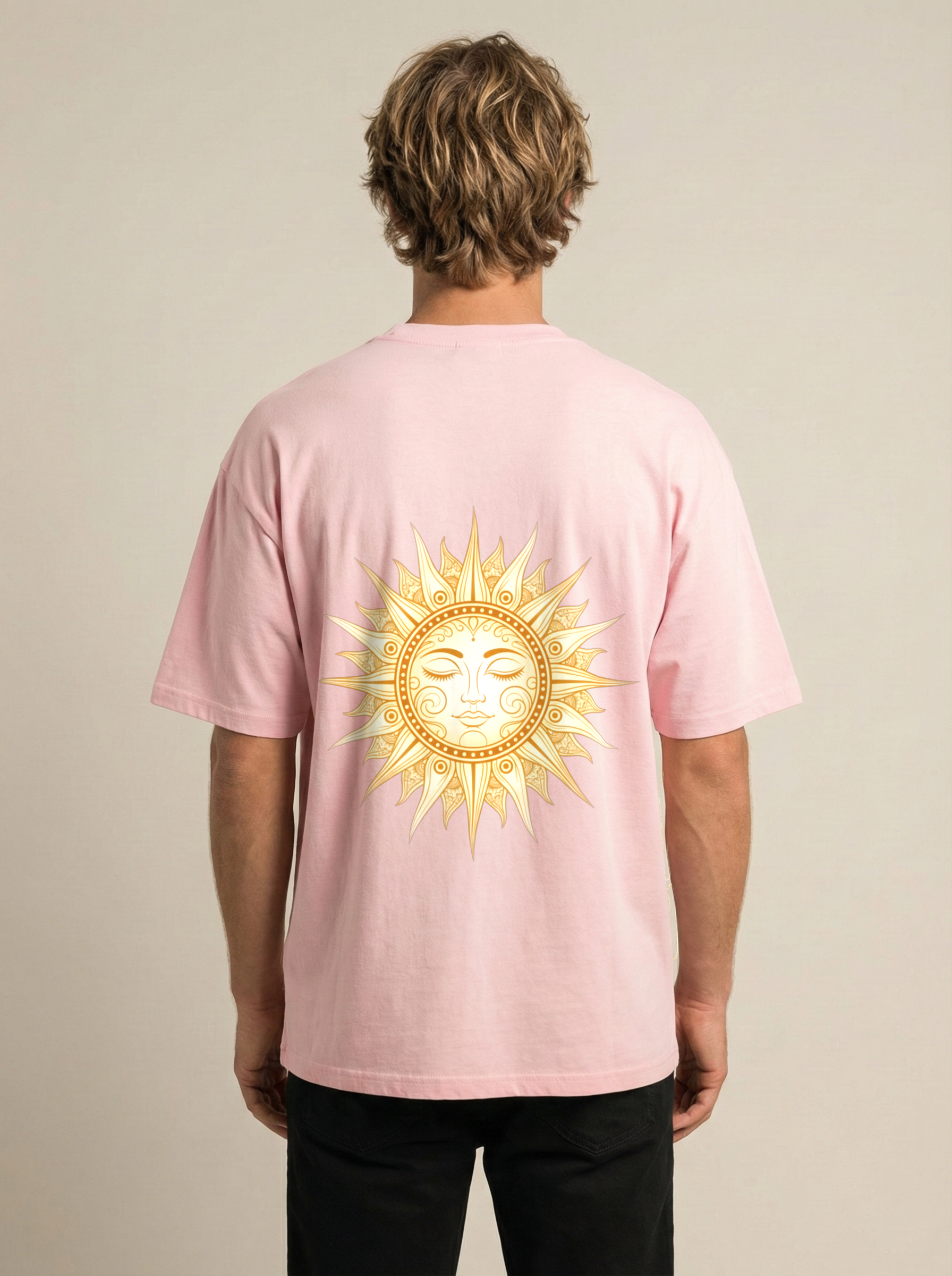 Sleepy Sun Premium Terry Oversized Tee  Light Baby Pink