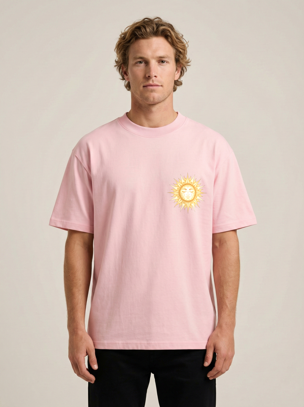 Sleepy Sun Premium Terry Oversized Tee  Light Baby Pink