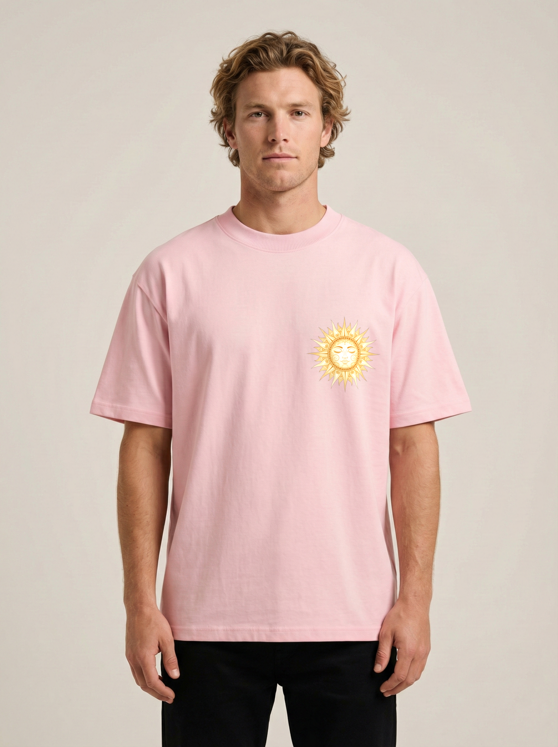 Sleepy Sun Premium Terry Oversized Tee  Light Baby Pink